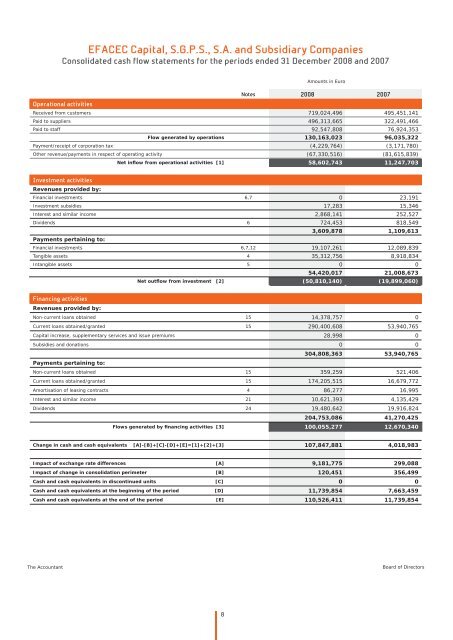 Notes to the consolidated financial statements - Efacec