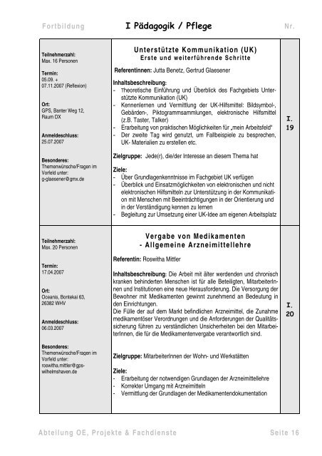 I Pädagogik / Pflege - GPS