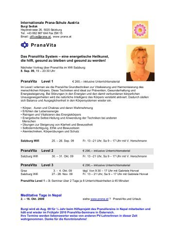 PranaVita - Internationale Prana Schule Austria Burgi Sedlak