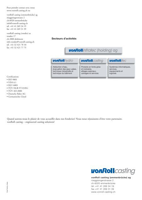 Caractéristiques des produits ferreux - vonRoll casting