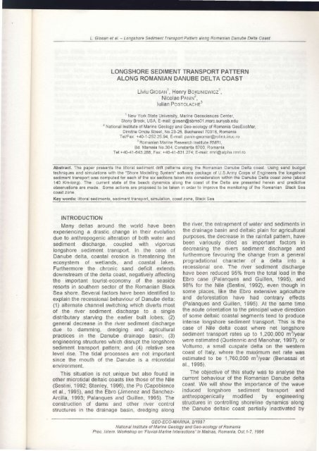 LONGSHORE SEDIMENT RANSPORT PATTERN ... - GeoEcoMar