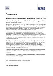 Press release Irisbus Iveco announces a new hybrid Citelis in 2010