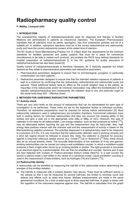 Radiopharmacy Quality Control European Association Of Nuclear