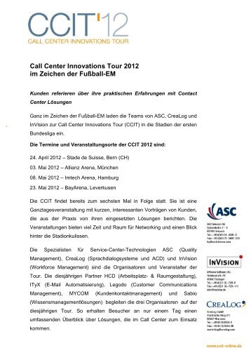Call Center Innovations Tour 2012 im Zeichen ... - InVision Software