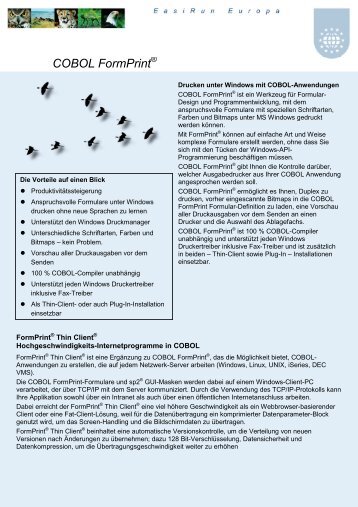 COBOL FormPrint - EasiRun Europa GmbH