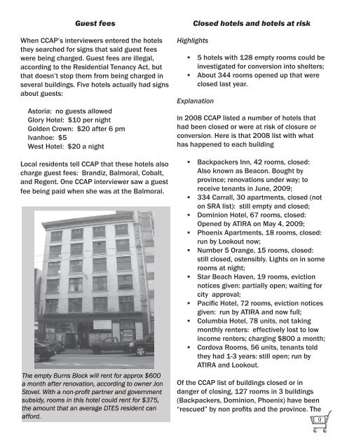 Still Losing Hotel Rooms - Carnegie Community Action Project