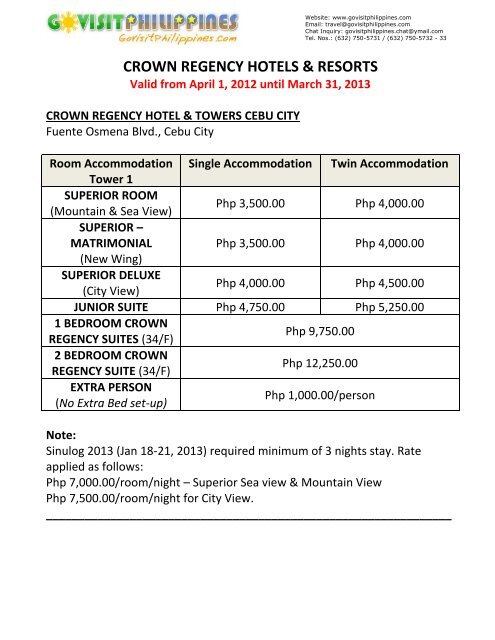 Crown Regency Hotels Resorts Travel Discover Philippines