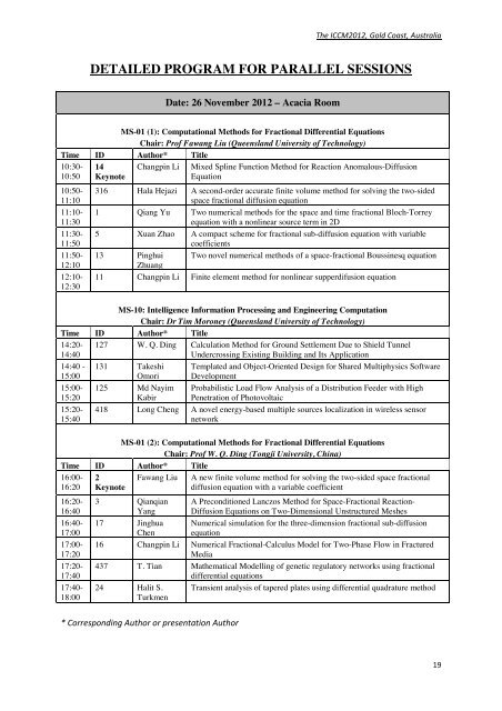 detailed program for parallel sessions - The 4th International ...