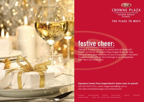 Festive Menus - Crowne Plaza Coogee Beach Sydney