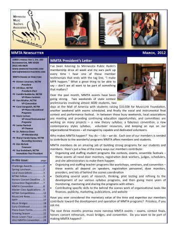 MMTA Newsletter March, 2012 - Minnesota Music Teachers ...