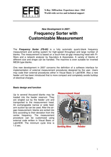 Frequency Sorter With Customizable Measurement Efg X Ray