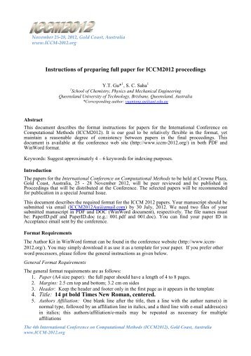 here - The 4th International Conference on Computational Methods