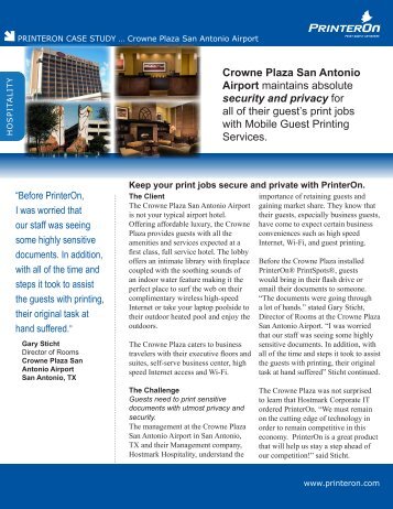 Crowne Plaza San Antonio Airport maintains absolute ... - Uniguest