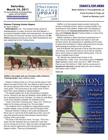 Saturday, March 19, 2011 - HarnessRacingUpdate.com