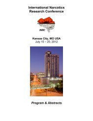 International Narcotics Research Conference Kansas ... - INRC Home