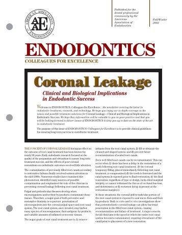 Coronal Leakage: Clinical and Biological Implications in Endodontic