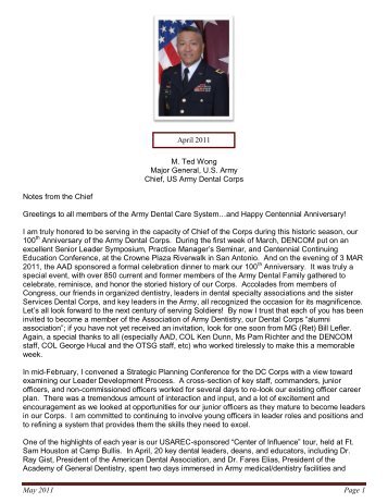 May 2011 Page 1 M. Ted Wong Major General, U.S. Army Chief, US ...