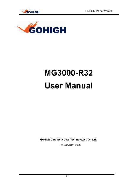 MG3000-R32 User Manual - Gohigh Data Networks Tech...