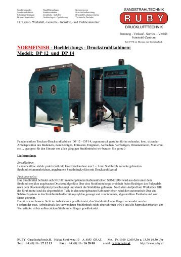 NORMFINISH - Hochleistungs - Druckstrahlkabinen: Modell: DP 12 ...