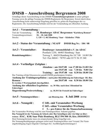 Art.2 - Status der Veranstaltung