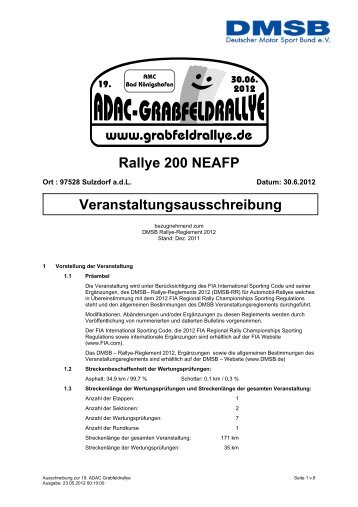 Rallye 200 NEAFP Veranstaltungsausschreibung - Grabfeldrallye