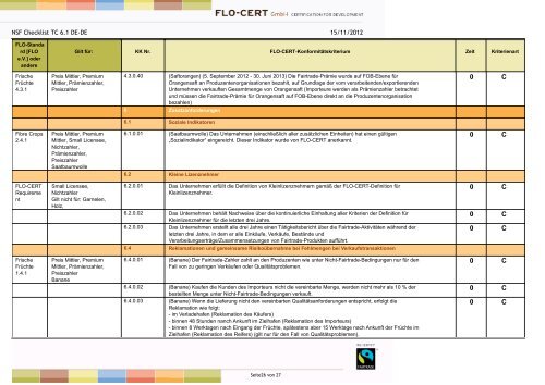 15/11/2012 NSF Checklist TC 6.1 DE-DE FLO-CERT GmbH ...