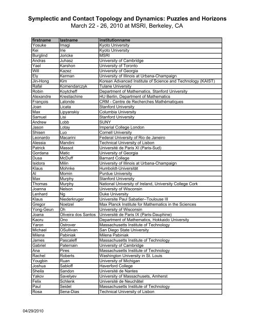 3. Postdoctoral Program - MSRI