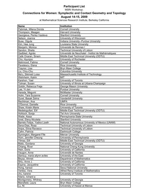 3. Postdoctoral Program - MSRI