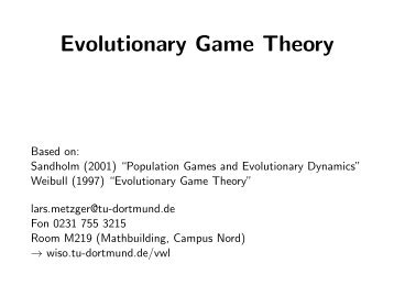 Evolutionary Game Theory - am BSCW Server