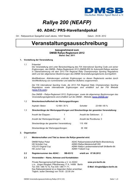 Rallye 200 (NEAFP) Veranstaltungsausschreibung - Schotter-Cup