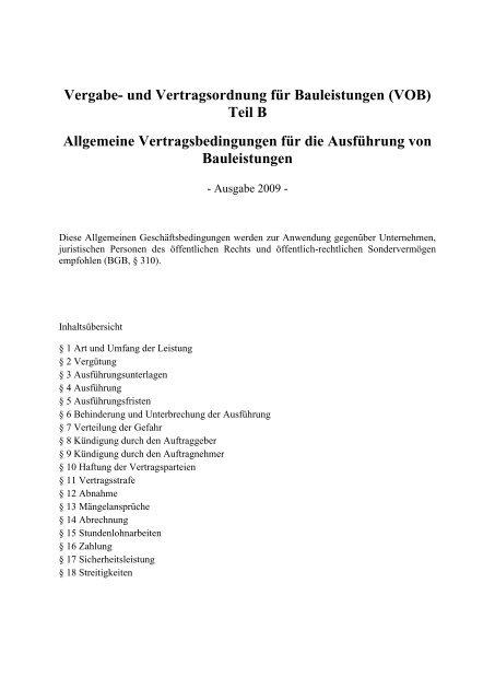 und Vertragsordnung für Bauleistungen (VOB) - E + K Elektro