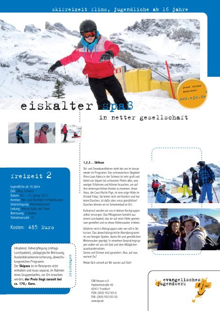 Flyer Skifreizeiten 2013 EJW Hessen