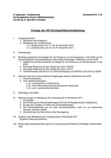 Vorlage der AG Kirchgeld/Gemeindebeitrag - Evangelische Kirche ...