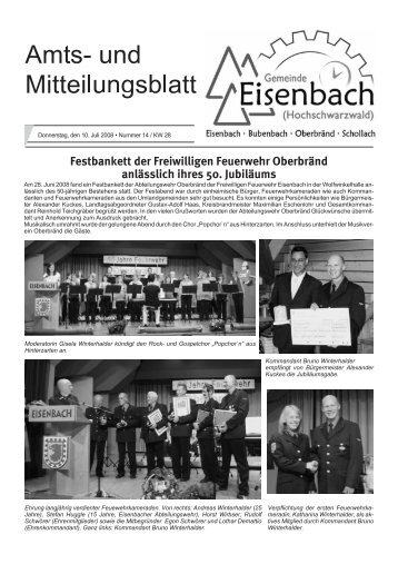 Festbankett der Freiwilligen Feuerwehr Oberbränd anlässlich ihres ...