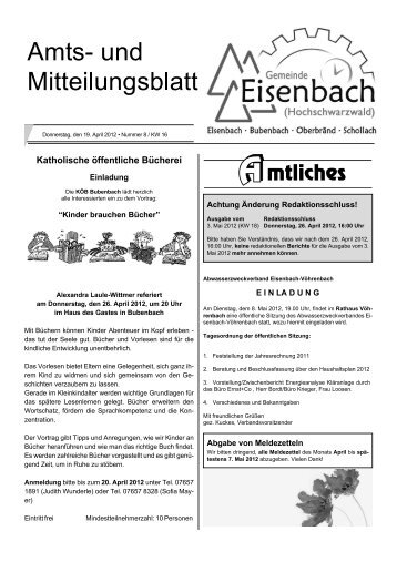 Redaktioneller Teil - Gemeinde Eisenbach