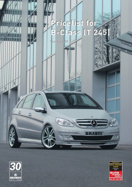 Pricelist for B-Class (T 245) - EC exclusive carparts