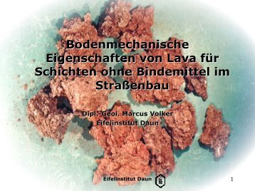 Bodenmechanische Eigenschaften von Lava - Eifelinstitut W. Lappe