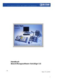 Handbuch Beschriftungssoftware VarioSign 5.0 - EK-Team