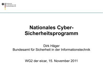 Nationales Cyber- Sicherheitsprogramm - Eicar