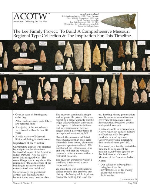 14000 Years in the Ozarks - Arrowhead Collecting On The Web