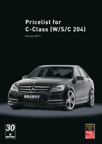 Pricelist for C-Class (W/S/C 204) - EC exclusive carparts
