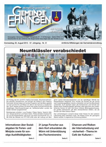 Mitteilungsblatt vom 02.08.2012 - Ehningen