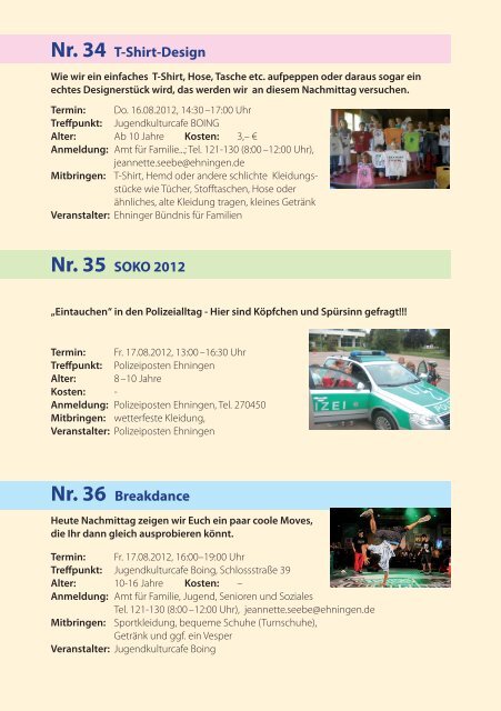 Sommerferienprogramm 2012 - Ehningen