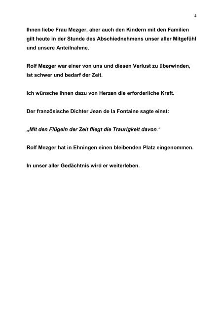 Trauerrede von BM Claus Unger - Ehningen