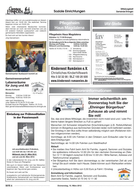 Mitteilungsblatt vom 15.03.2012 - Ehningen