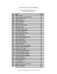 Vermont Colonial Dames Index - Vermont Historical Society