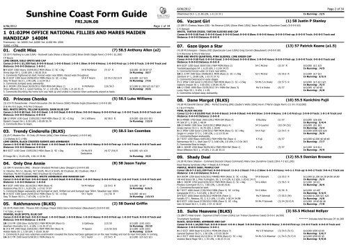 Sunshine Coast Form Guide - Racing Queensland