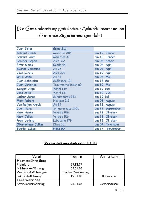 Amtliche Mitteilung - Gemeinde See