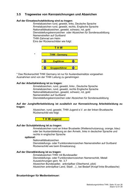 Richtlinie über die Bekleidung und Kennzeichnung im Technischen ...