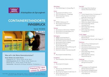 CONTAINERSTANDORTE Innsbruck - Verein Wams